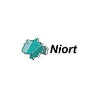 Map of Niort vector design template, national borders and important cities illustration on white background