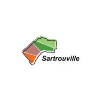 Map of Sartrouville vector design template, national borders and important cities illustration on white background