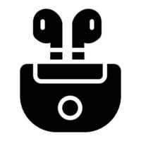 earbuds Glyph Icon Background White vector