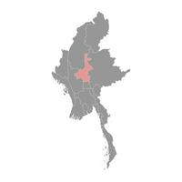 Mandalay region map, administrative division of Myanmar. Vector illustration.