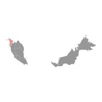 Kedah state map, administrative division of Malaysia. Vector illustration.