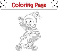 Coloring page clown riding bike vector