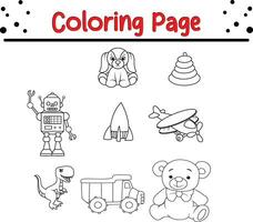 Coloring page kids toy collection vector