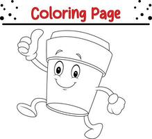 Coloring page coffee cup giving thumbs up vector