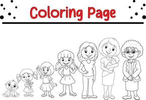 Coloring page generations woman vector