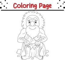 Coloring page caveman for kids vector