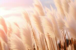 AI generated Pampas Grass in the Sky at Sunset. photo