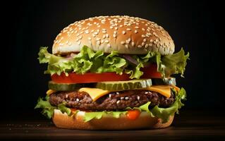 AI generated Hamburger in Precise 8K Rendering on White Background. photo
