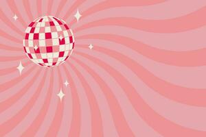 Template for invitation, banner, poster. Psychedelic background with disco ball. Retro style. Minimalism. vector