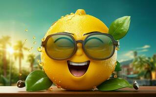 AI generated Entertaining 3D Lemon Cartoon Depiction photo