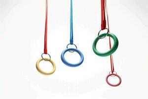 AI generated Aerial Fitness Rings on White Background photo