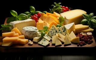 AI generated Sumptuous Cheese Board Arrangement photo