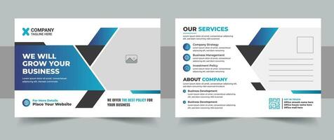 Corporate business postcard template design set. digital marketing agency postcard, business marketing postcard set vector