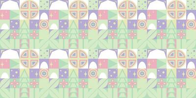 Geometric pattern vector background with Scandinavian abstract color or Swiss geometry prints of rectangles, squares and circles shape design