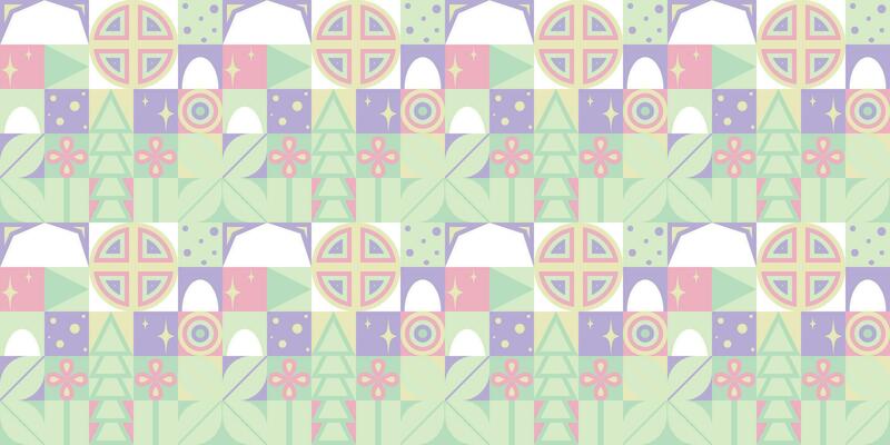 Geometric pattern vector background with Scandinavian abstract color or Swiss geometry prints of rectangles, squares and circles shape design
