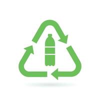 Recycle plastic logo sign. Arrows pet bottle shape recycling sign. Vector illustration