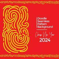 Vector hand drawn doodle chinese new year 2024 theme elements pattern abstract background