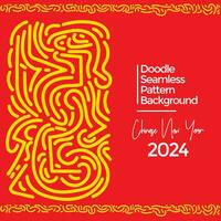 Vector hand drawn doodle chinese new year 2024 theme elements pattern abstract background