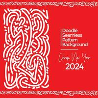 Vector hand drawn doodle chinese new year 2024 theme elements pattern abstract background