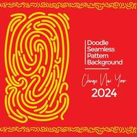 Vector hand drawn doodle chinese new year 2024 theme elements pattern abstract background