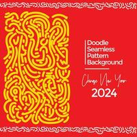 Vector hand drawn doodle chinese new year 2024 theme elements pattern abstract background