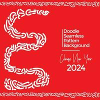 Vector hand drawn doodle chinese new year 2024 theme elements pattern abstract background