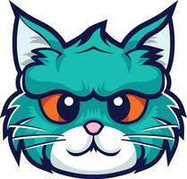 cute cat illustration with dominant blue color on white background vector