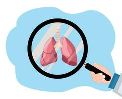 Checkup lung system for treatment and examine lungs health vector