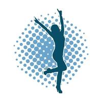 Silhouette of a female dancer in action pose. Silhouette of a woman dancing happily. vector