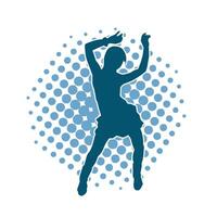 Silhouette of a female dancer in action pose. Silhouette of a woman dancing happily. vector