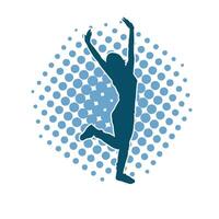 Silhouette of a female dancer in action pose. Silhouette of a woman dancing happily. vector