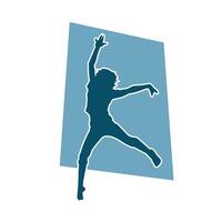 Silhouette of a female dancer in action pose. Silhouette of a woman dancing happily. vector