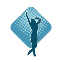 Silhouette of a female dancer in action pose. Silhouette of a woman dancing happily. vector