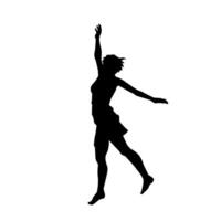 Silhouette of a female dancer in action pose. Silhouette of a woman dancing happily. vector