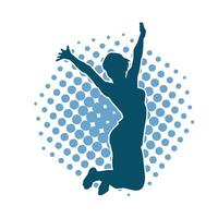 Silhouette of a happy slim woman jumping cheerfully. vector