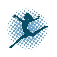 Silhouette of a female ballet dancer in action pose. Silhouette of a ballerina girl dancing pose. vector