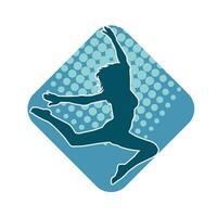 Silhouette of a female ballet dancer in action pose. Silhouette of a ballerina girl dancing pose. vector