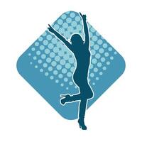 Silhouette of a female dancer in action pose. Silhouette of a woman dancing happily. vector