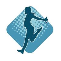 Silhouette of a female ballet dancer in action pose. Silhouette of a ballerina girl dancing pose. vector