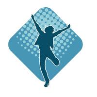 Silhouette of a female dancer in action pose. Silhouette of a woman dancing happily. vector