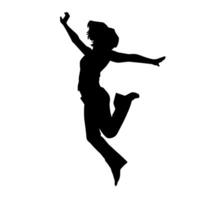 Silhouette of a female dancer in action pose. Silhouette of a woman dancing happily. vector