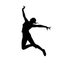 Silhouette of a female ballet dancer in action pose. Silhouette of a ballerina girl dancing pose. vector