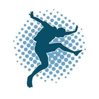 Silhouette of a sporty man jumping. Silhouette of a dancer male in action pose. vector