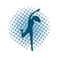 Silhouette of a female dancer in action pose. Silhouette of a woman dancing happily. vector