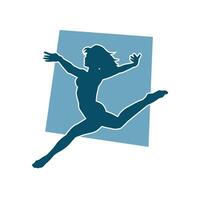 Silhouette of a female ballet dancer in action pose. Silhouette of a ballerina girl dancing pose. vector