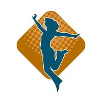 Silhouette of a female dancer in action pose. Silhouette of a woman dancing happily. vector