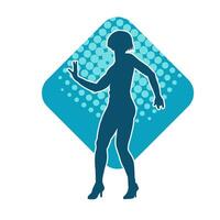 Silhouette of a female dancer in action pose. Silhouette of a woman dancing happily. vector