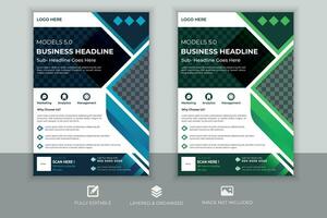 Corporate Business Flyer Design Template Layout. Poster, Template vector design for Brochure, Annual Report, Magazine, Business Presentation, Banner, layout modern with blue, green color size A4