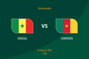 Senega vs Cameroon football scoreboard broadcast template vector