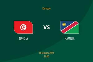 Tunisia vs Namibia football scoreboard broadcast template vector